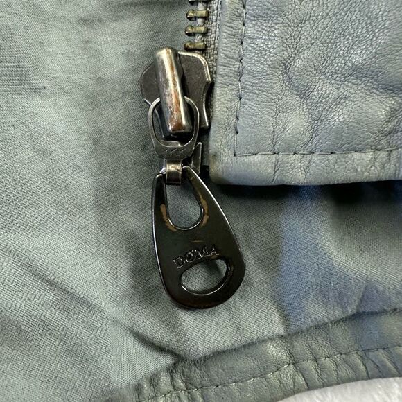 Doma Size L Clash Hoodie Leather Jacket Gray 100% Lamb Nappa Moto Grunge Edgy - Picture 5 of 14